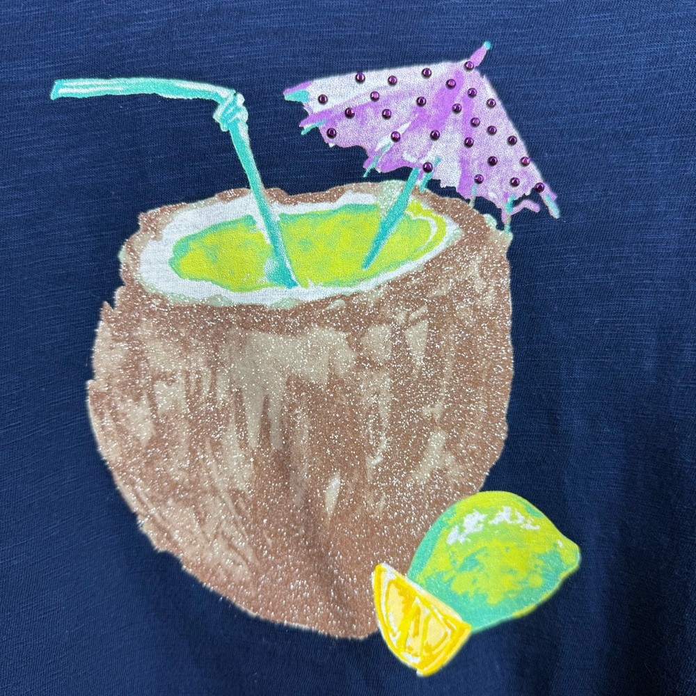 Catherines Navy Coconut Drink Tee Petite - Picture 2 of 7